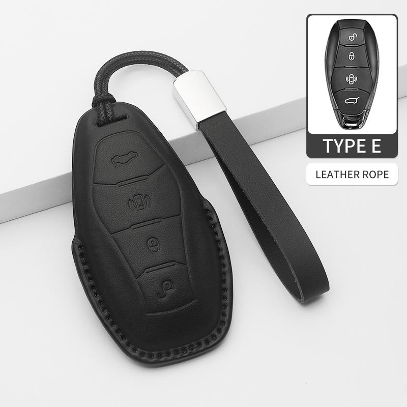 Fashion Car Key Case Cover For Faw Hongqi E-Hs9 High-End H5 H9 Car Keyring Luxury Leather Auto Accessories