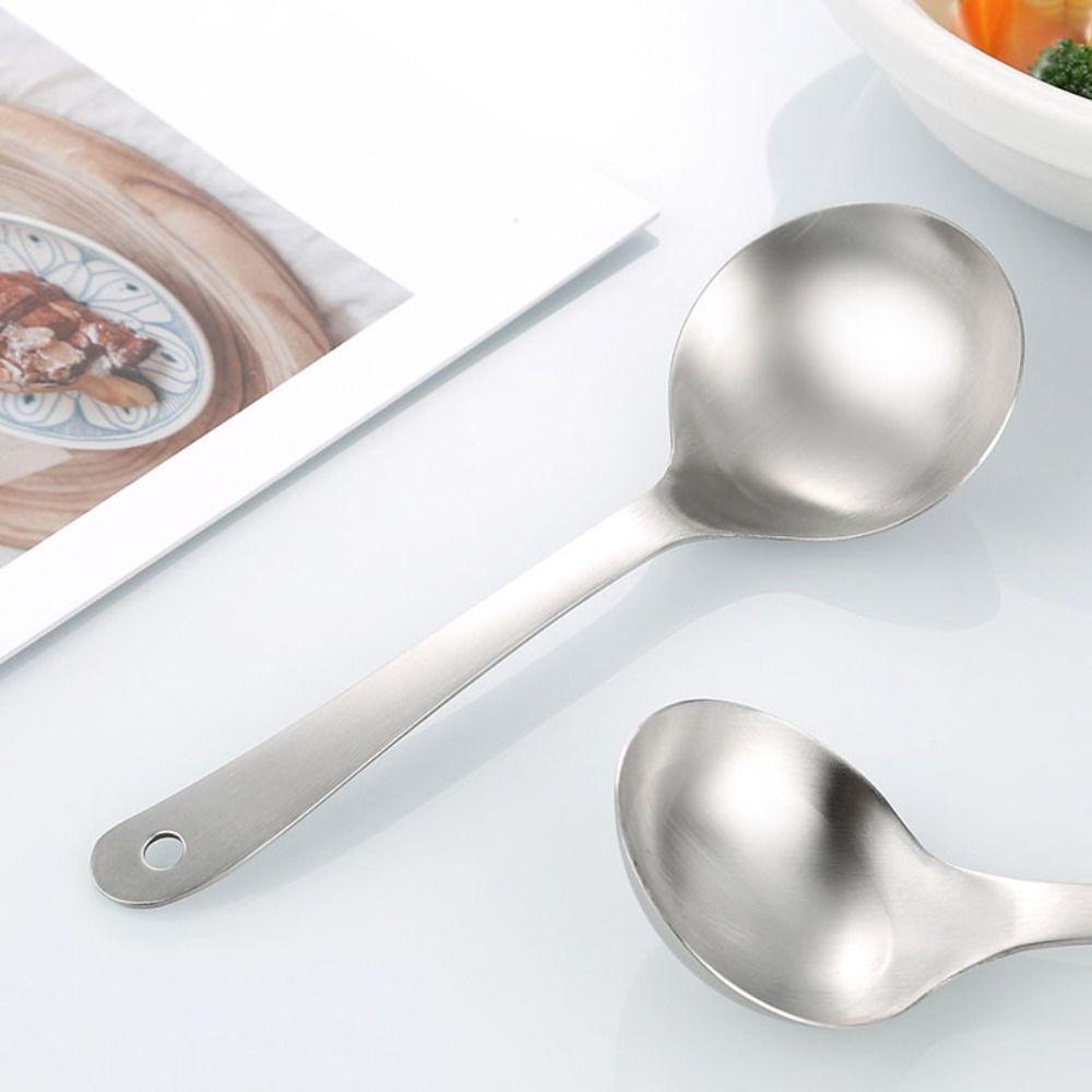 2pcs 304 Stainless Steel Rice Spoon Deepen Porridge Spoon Multifunctional Serving Scoop Hot Pot