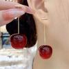 Süße rote Kirsch-Schlüsselanhänger-Ohrringe Damenmode Zartes Frucht-Design Hängende Ohrringe Hochzeitsfeier Koreanischer Schmuck Geschenk