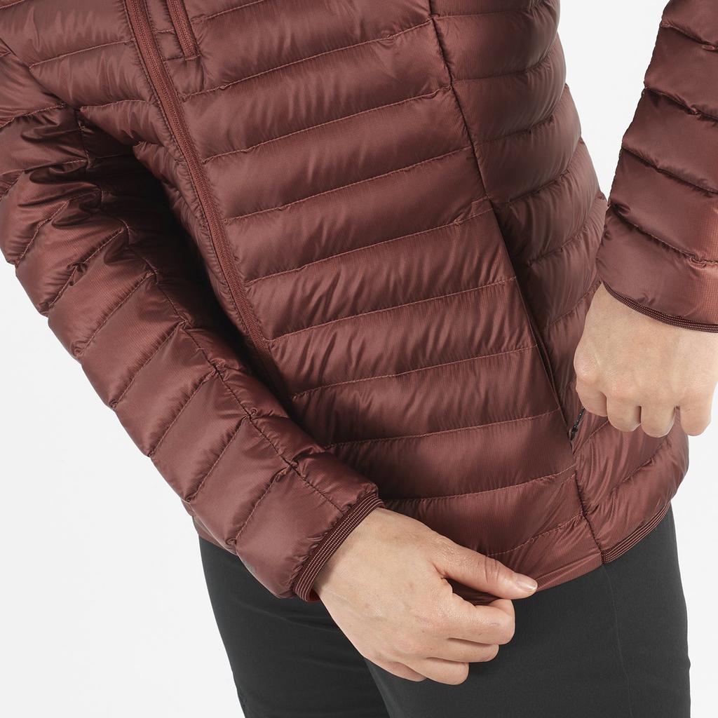 Salomon Elixir Micro Down Waterproof Warm Breathable Comfortable Padded Jacket Women outerwear Rum-Raisin LC2284400