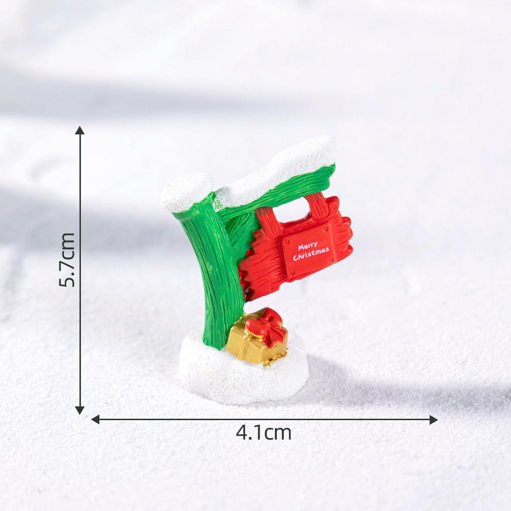 6 Stück Harz Weihnachtsstraßenschilder Miniaturlandschaft DIY Basteldekorationen Feiertagsdorf Szene Ornamente Kreative Mini-Szenen Gestaltungszubehör