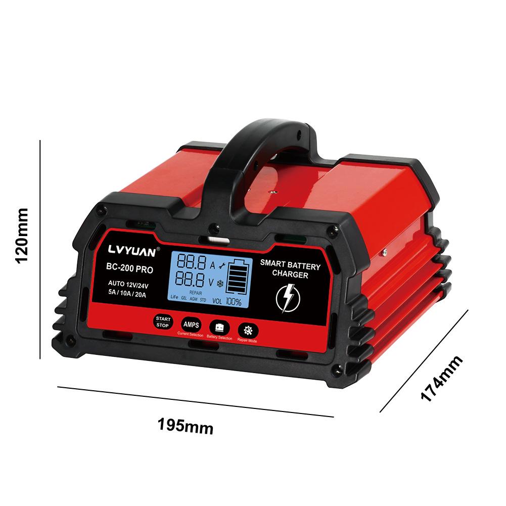 Smart 12V/24V Car Battery Charger - 10A/20A/25A/30A Lead-Acid & Lithium Repair Charger