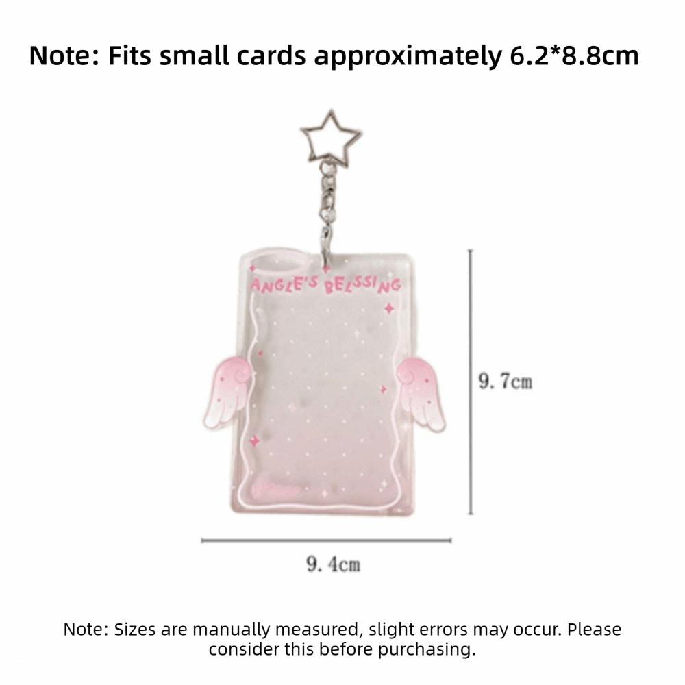 Cute Acrylic Kpop Card Holder Keychain Angel Wing Album Binder Photo Frame Protective 3 Inch Idols Photocard Holder Bag Pendant