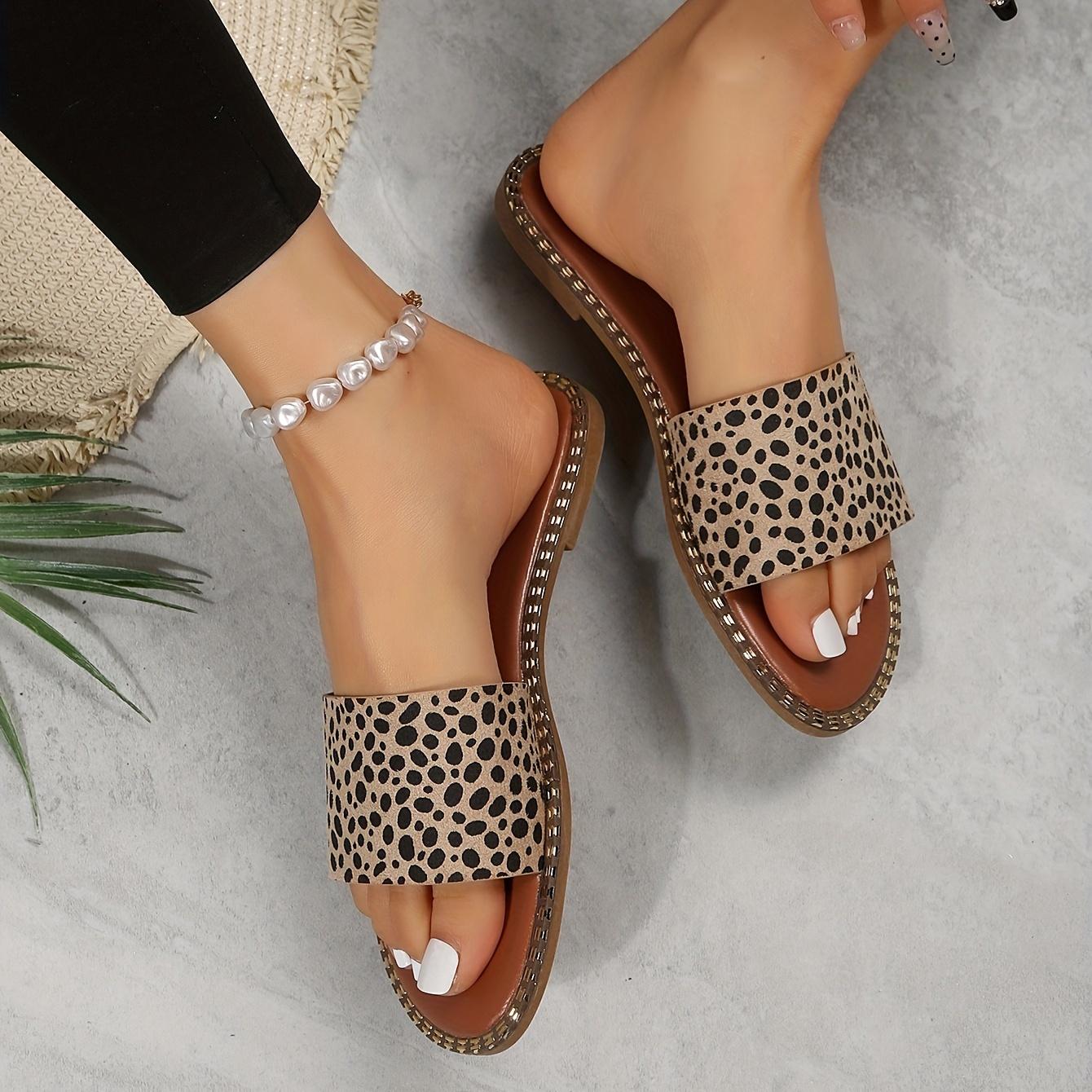 Женские тапочки на плоской подошве с леопардовым принтом — фото 4