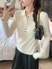 Korean Style Women's Polo Neck Knitwear: 2026 Autumn/Winter New Arrival Slim Fit Long Sleeve Pullover Sweater