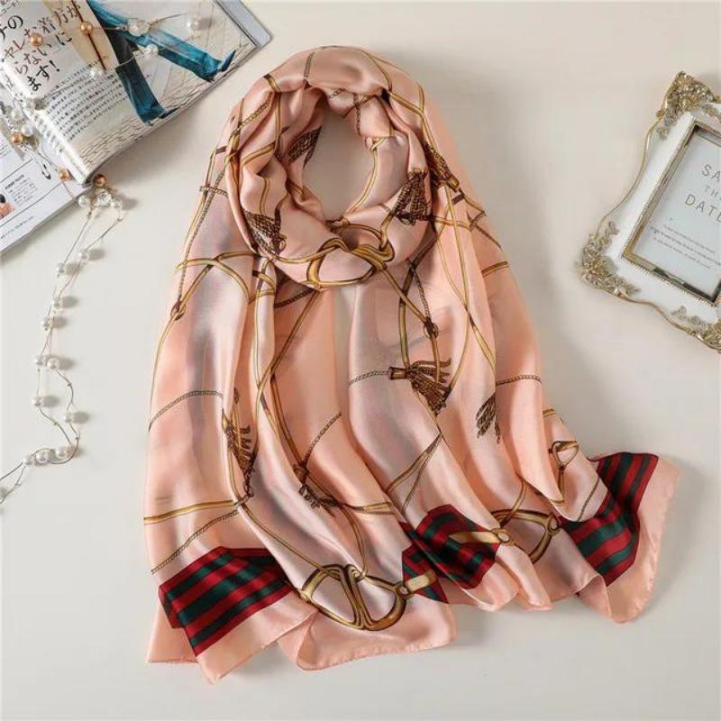 Marque de Luxe Pashmina Bandana Étoles de Plage Hijab Étés Femmes Écharpes Douces Longues Imprimées Écharpes en Soie Châle et Écharpe pour Dame