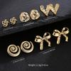 5pair Geometric Bowknot Stud Earrings Set Fashion Creative Gold Color Water Drop Heart Charm Luxury Earrings Party  Gifts