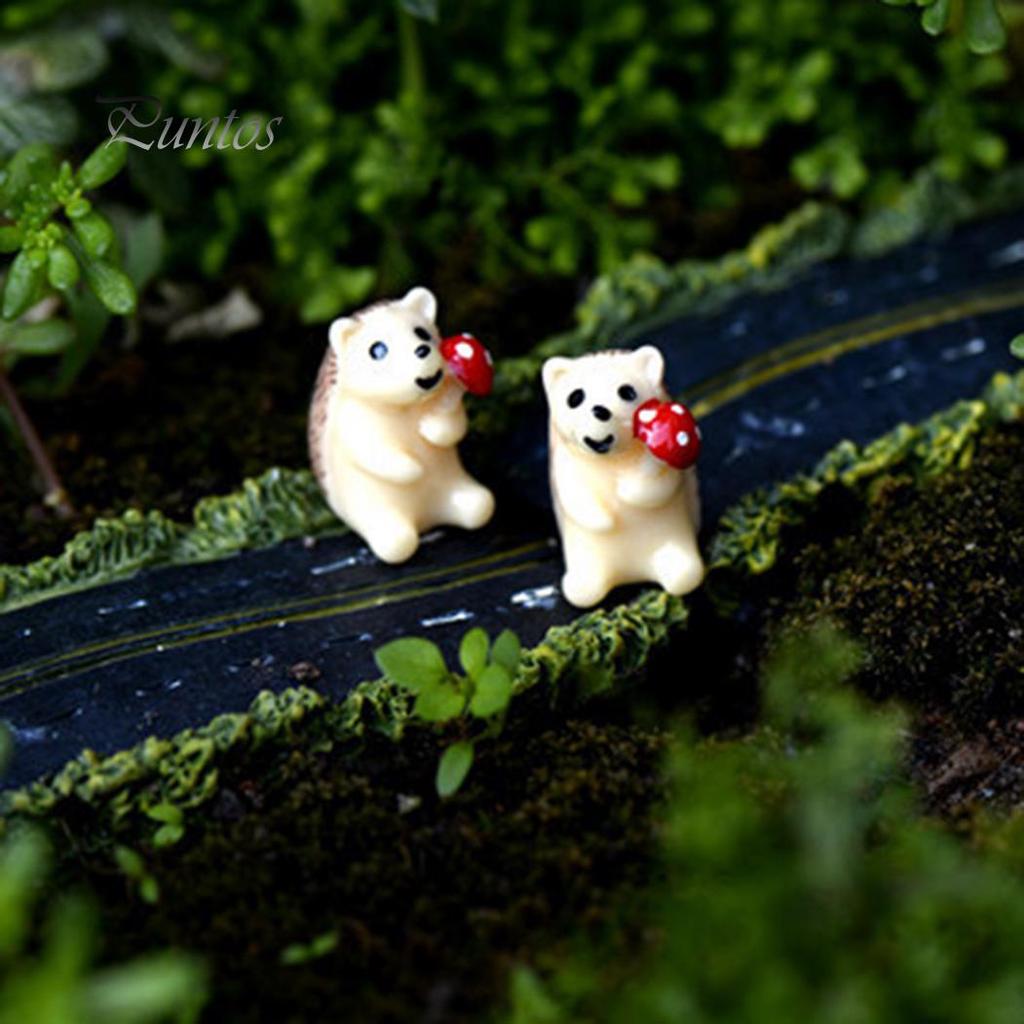 2 pezzi di figurine di riccio mini decorazioni in resina piante grasse ornamenti paesaggistici