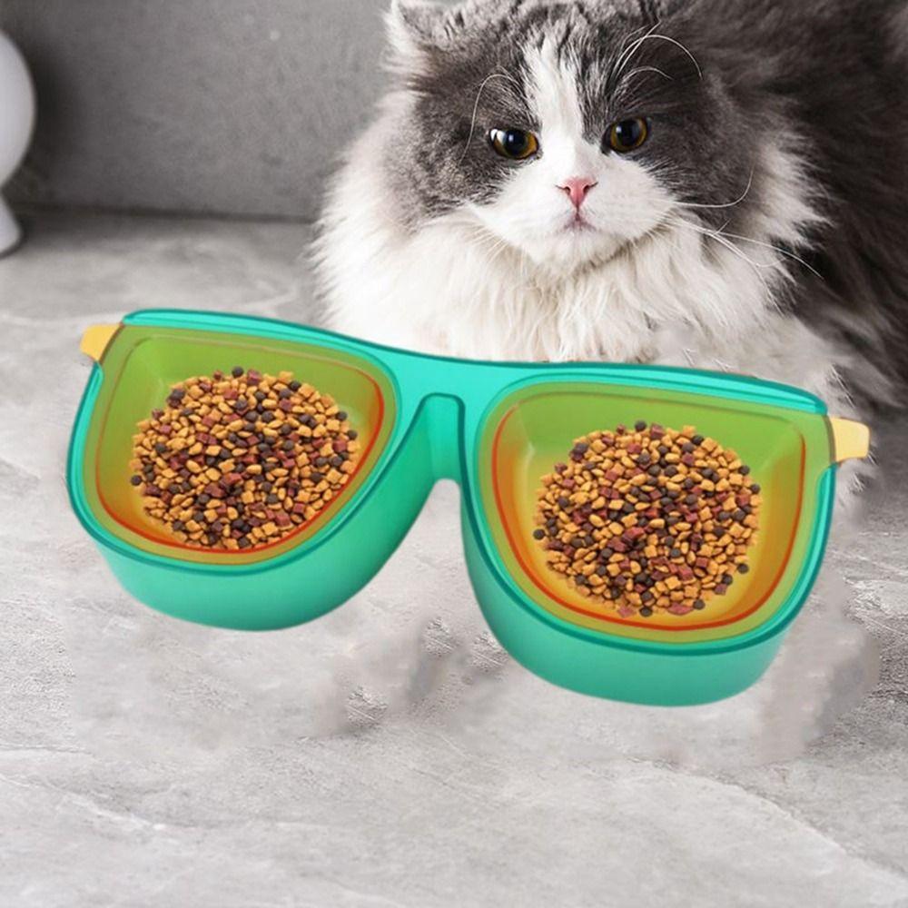 Anti-Knockover Glasses Shape Cat Bowl Large Capacity Pet Slanted Drinking Bowl  for Dogs Cats