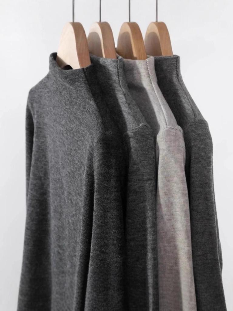 Women's Cashmere-Feel Thick Warm Half-High Neck Base Layer Top - Slim Fit for Autumn/Winter