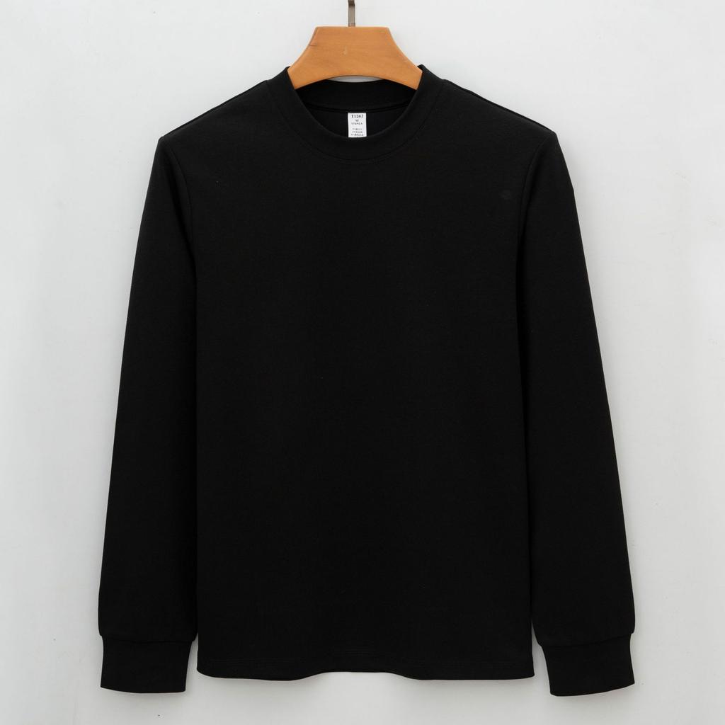 Modaal T-shirt met Lange Mouwen voor Mannen Dubbelzijdig Ronde Hals Basislaag Katoen met Lange Vezels Jeugd Premium T-shirt Minimalistisch Lichtgewicht Ademend Topsn