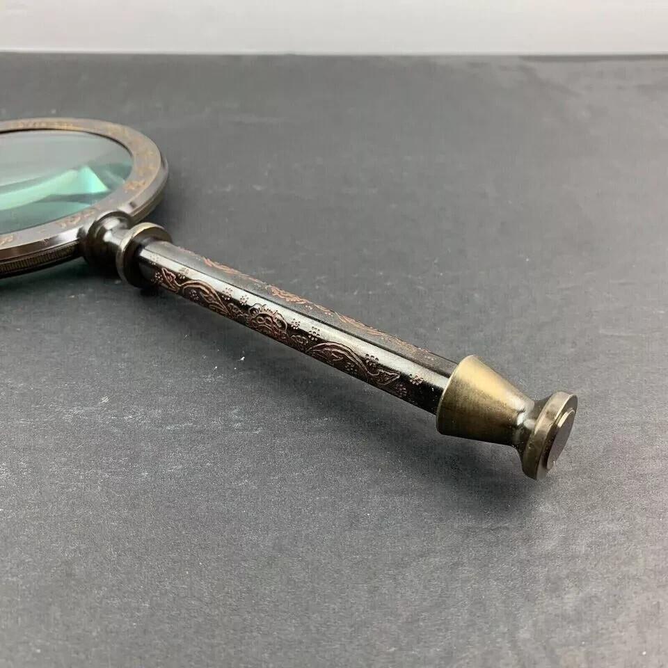 Brass Manifer Magnifying Glass with Leather Storage Case, Handmade Magnifying Lance, Classic Look
