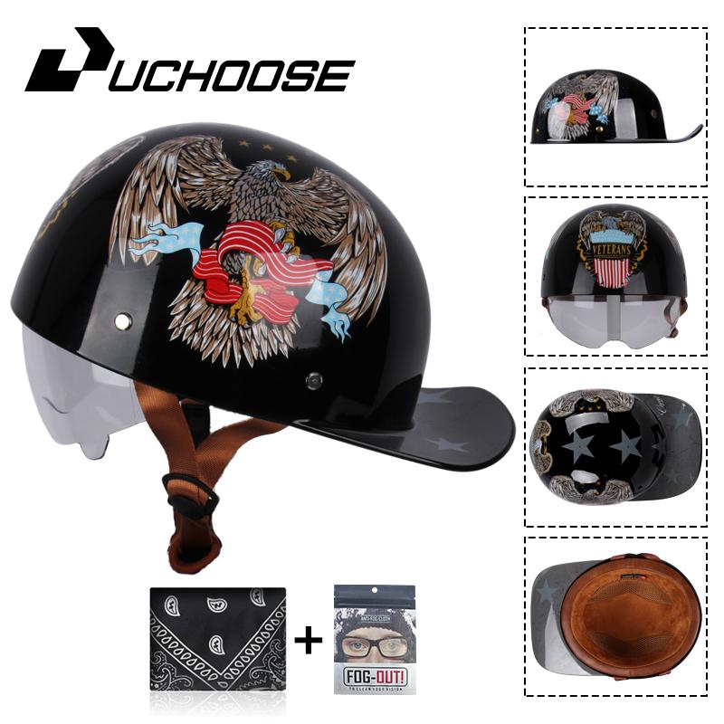 Uchoose Baseballová čepice Helma Motocykl Vintage Retro Helmy Summer Open Face Scooter Cruiser Chopper Gangster DS Muži Ženy Kid