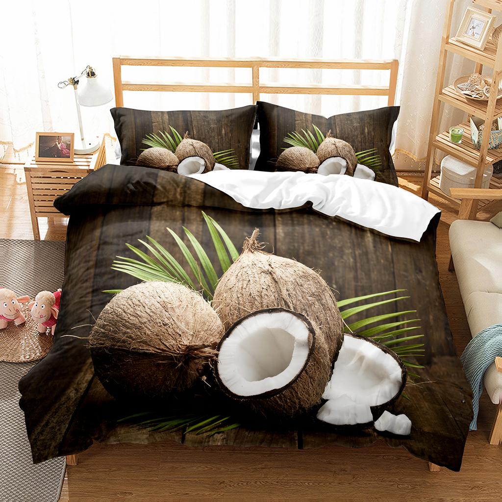 Coconut Duvet Cover Set Coconut Tree Pattern Quilt Cover for Boys Girls Kids Bedroom Decor Double Single Size Comforter Cover
