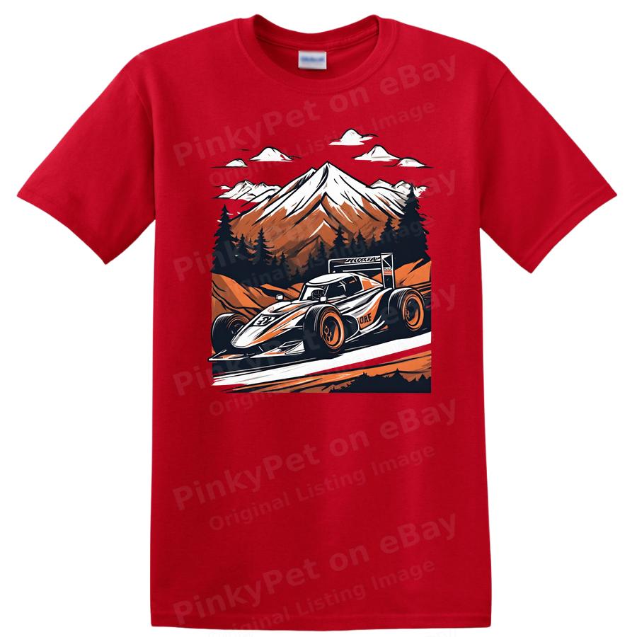 Racing Car T Shirt Mountain Adventure Graphic Cool Tee Vintage Style Art