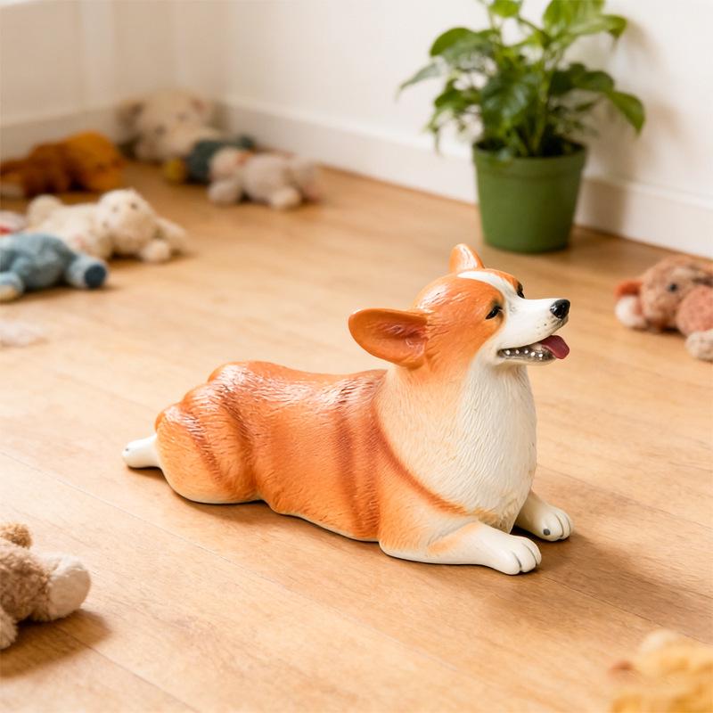 Realistic Corgi Puppy Heart Model: Cute Animal Toy & Desktop Ornament