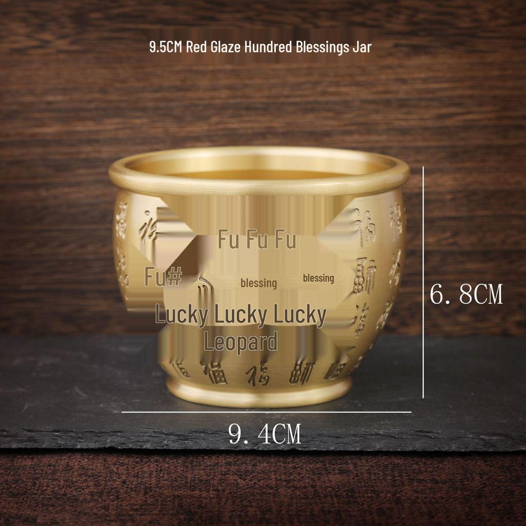 Barattolo per Riso in Ottone: Bacinella del Tesoro per Decorazione Domestica con Coppia Cento Benedizioni