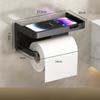 1 Wall Mounted Toilet Paper Holder, with Mobile Phone and Perfume Holder - No Need To Drill, Durable Plastic Bathroom Storage Box