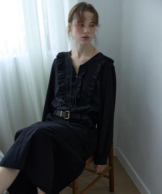 OPENDOORSTUDIO Camicetta Ruffle Vintage Nera