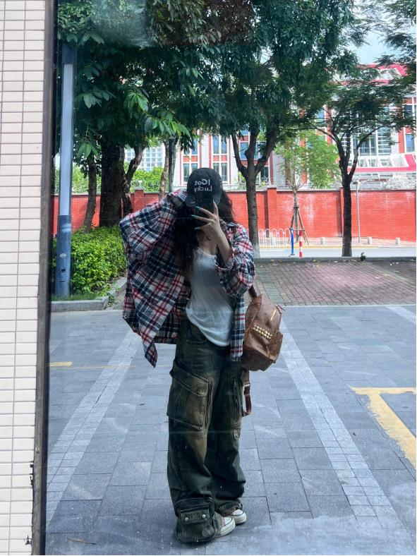 Men's Retro Color Block Distressed Plaid Long Sleeve Shirt Jacket - 2025 Autumn Collection