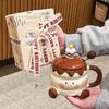 Ceramic Baby Foot Birthday Mug with Lid, High-Quality Gift Box for Girls