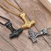 Viking Mjolnir Necklace,Thor's Hammer Pendant, Stainless Steel Viking Necklace,Viking Jewelry, Strength Amulet, Norse Mythology