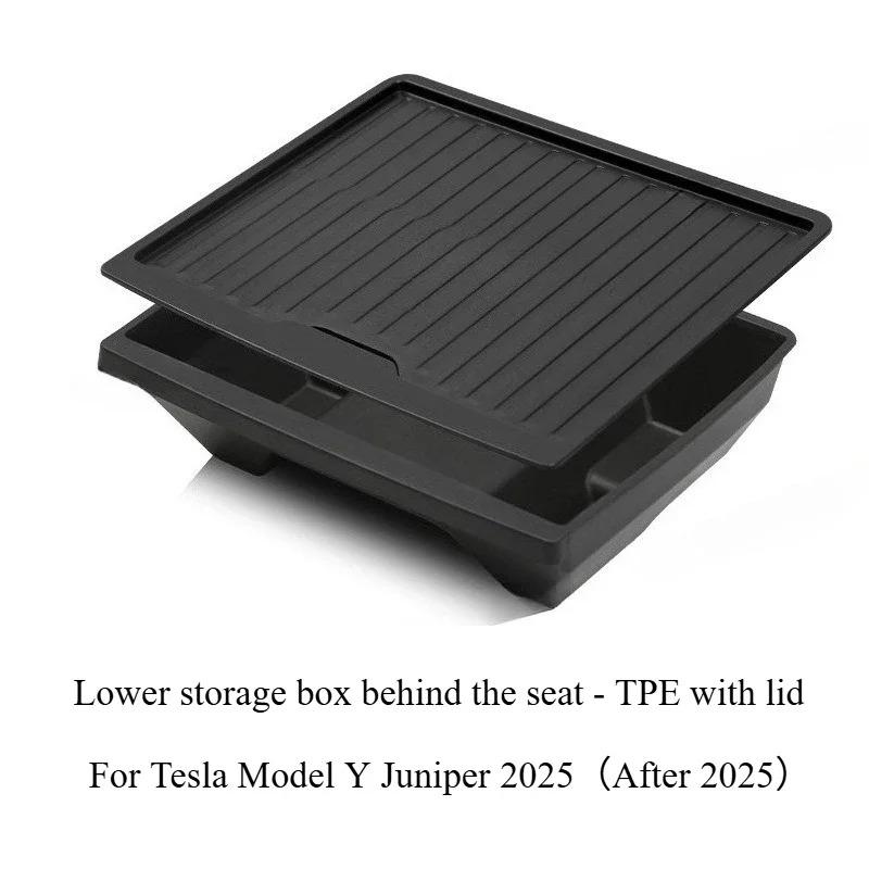 Front Seat Storage Box for Tesla Model Y Juniper 2025 2026 TPE Under Seat Organizer Trash Can Car Interior Storage Accessories