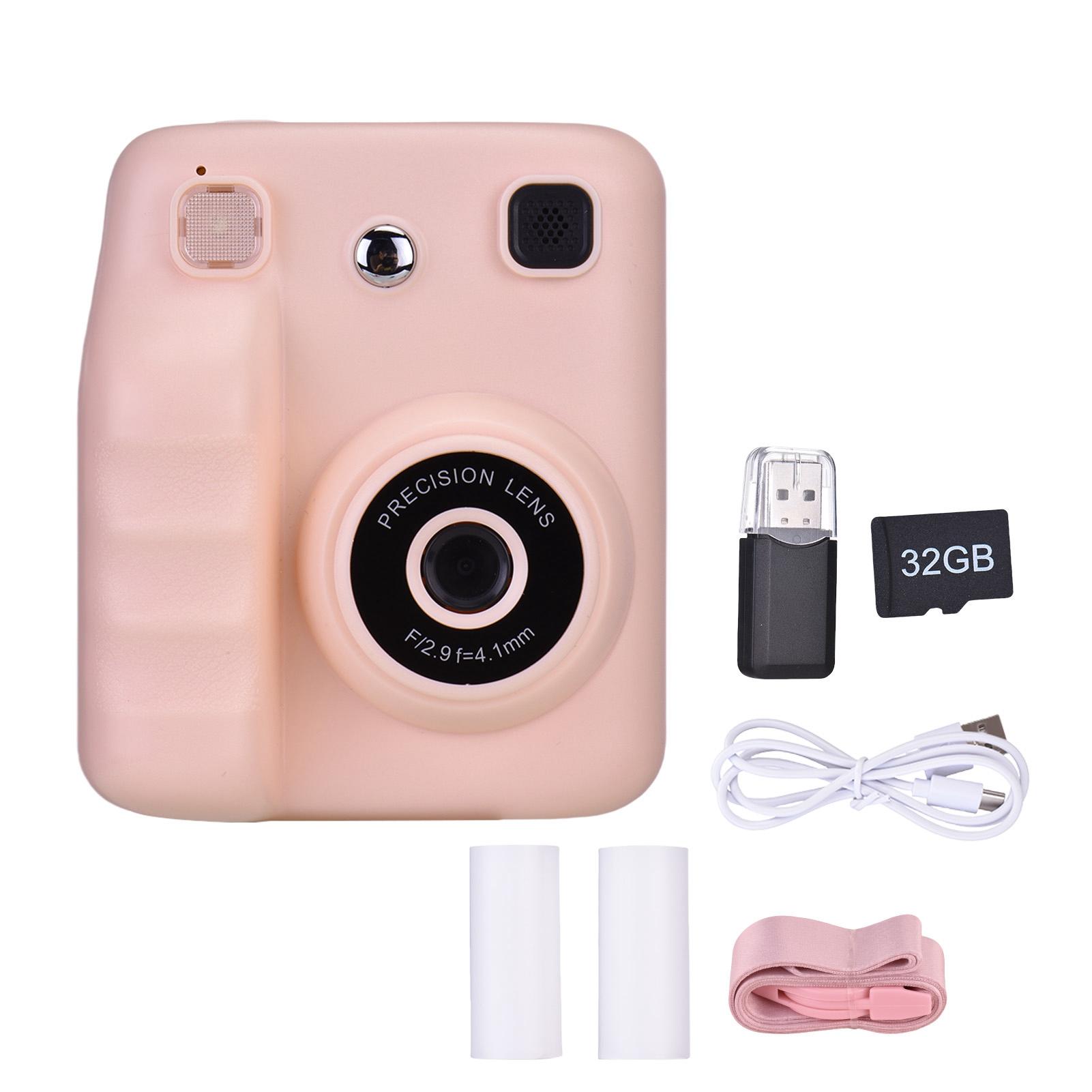 

Дитяча камера миттєвого друку 48 МП Відео цифрова камера з папером для друку та карткою 32G Веселий креативний подарунок для 3 14 рожевий