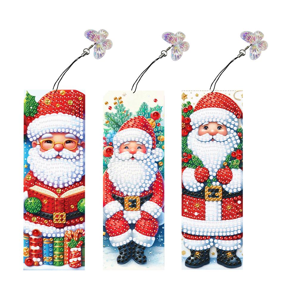 

3Pcs Christmas Special Shape Santa Claus Diamond Bookmark Art Projects DIY Bookmarks Diamond Painting Kits for Reading Day Gift