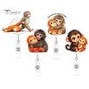 Durable Badge Holder for Students Retractable Holder, Cute Monkey Pattern Print 360 Degree Rotating Work Clothing Clip, Acrylic Telescopic Easy-pull