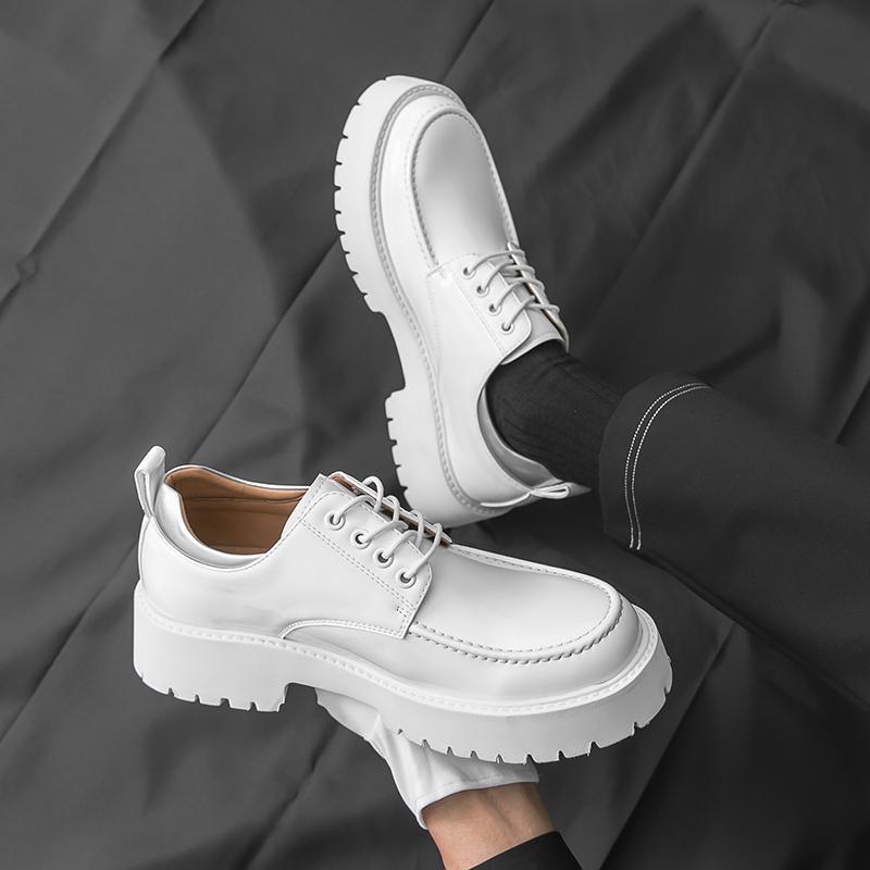 Casual Men Fashion Derby Shoes. Men Thick-soled Anti-slip Lightweight Lace-up High-end Business Leather Shoes Travel Shoes Men