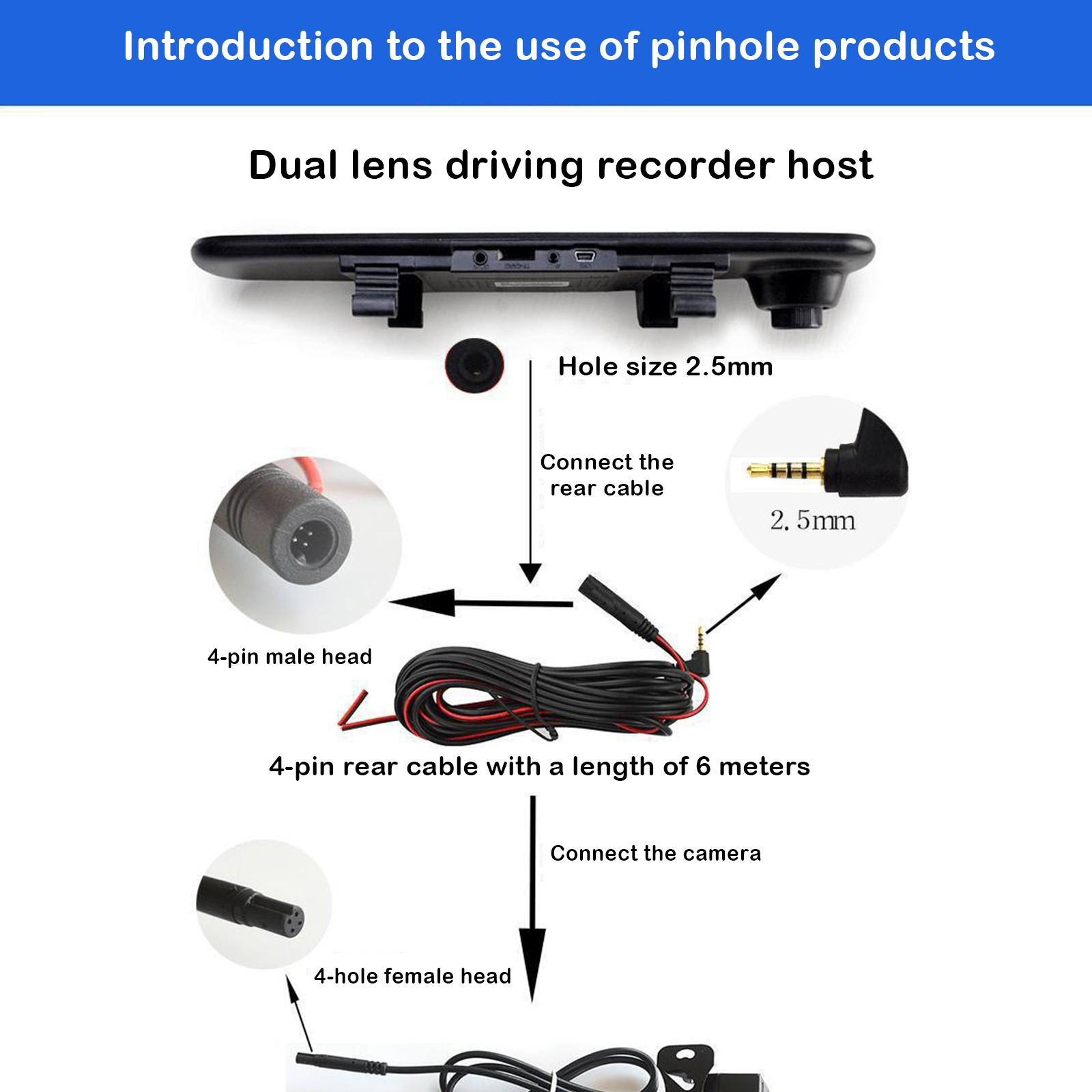 4-контактный удлинительный кабель для автомобильного видеорегистратора, удлинительный кабель для заднего объектива, 4-контактный, 15 метров (12В -экранирование И -помехозащита) One Size