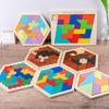 Colorful Wooden Honeycomb Jigsaw Puzzle for Early Childhood Education