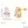 18K Gold Zirconia Stud Earrings - Niche, Simple, Colorfast Titanium Stainless Steel Ear Jewelry