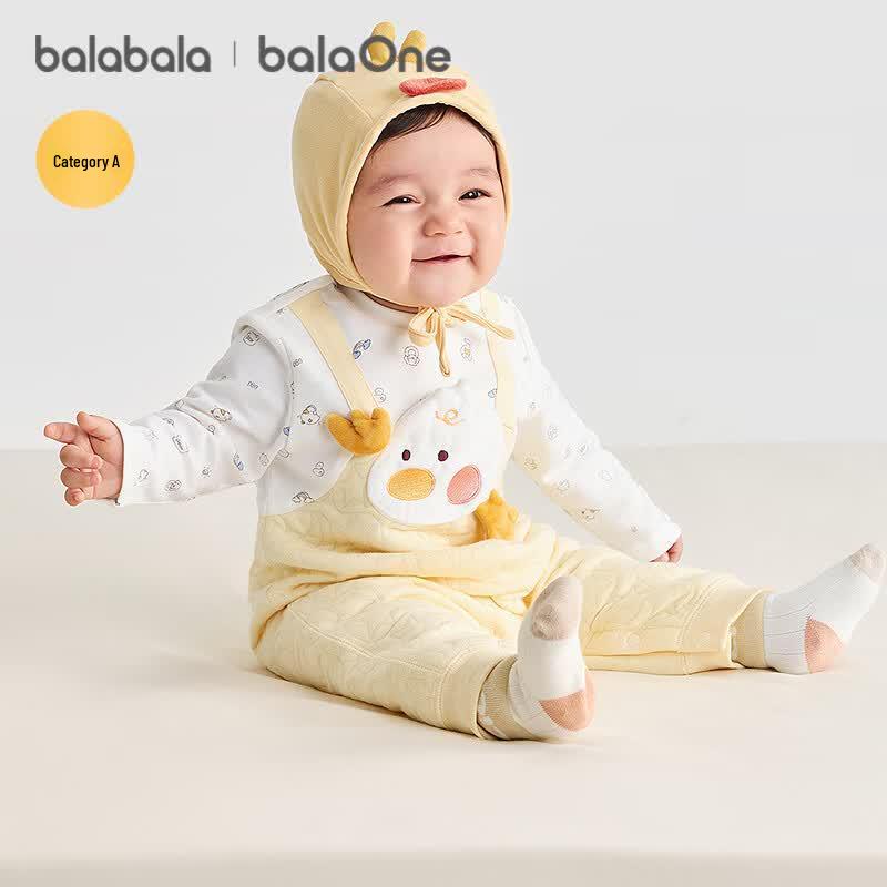 Balabala Infant Faux Two-Piece Long Sleeve Romper