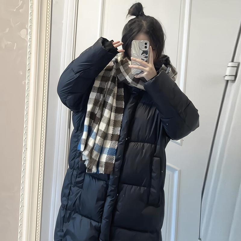 cotton clothes for women, medium and long, over knee, 2025 winter new Korean loose cotton-padded jacket for students, thick down coat