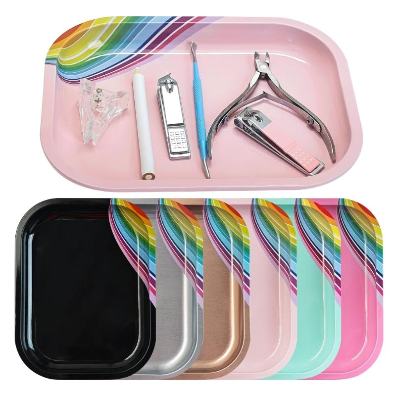 Rechteckige Nail Art Mischpalette Edelstahl Display Board Praktische Nail Art Platte für den professionellen Gebrauch