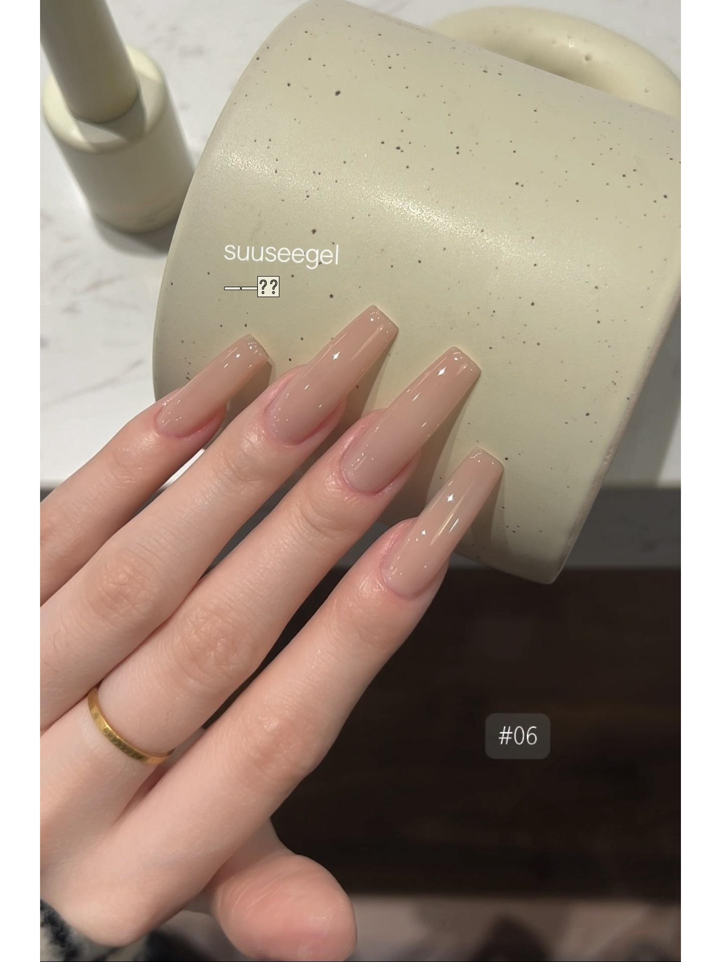 

Shuse 12-Color Translucent Gel Nail Polish - Versatile Internet Celebrity-Approved Universal Base with Solid Jade Colors.