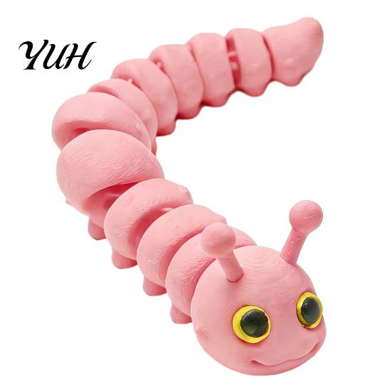 Stress Relief Caterpillar Toy 3D Printed Fidget Toy, Movable Joints Relaxing Tools Figurine, Articulated for Desktop Decoration Bendable