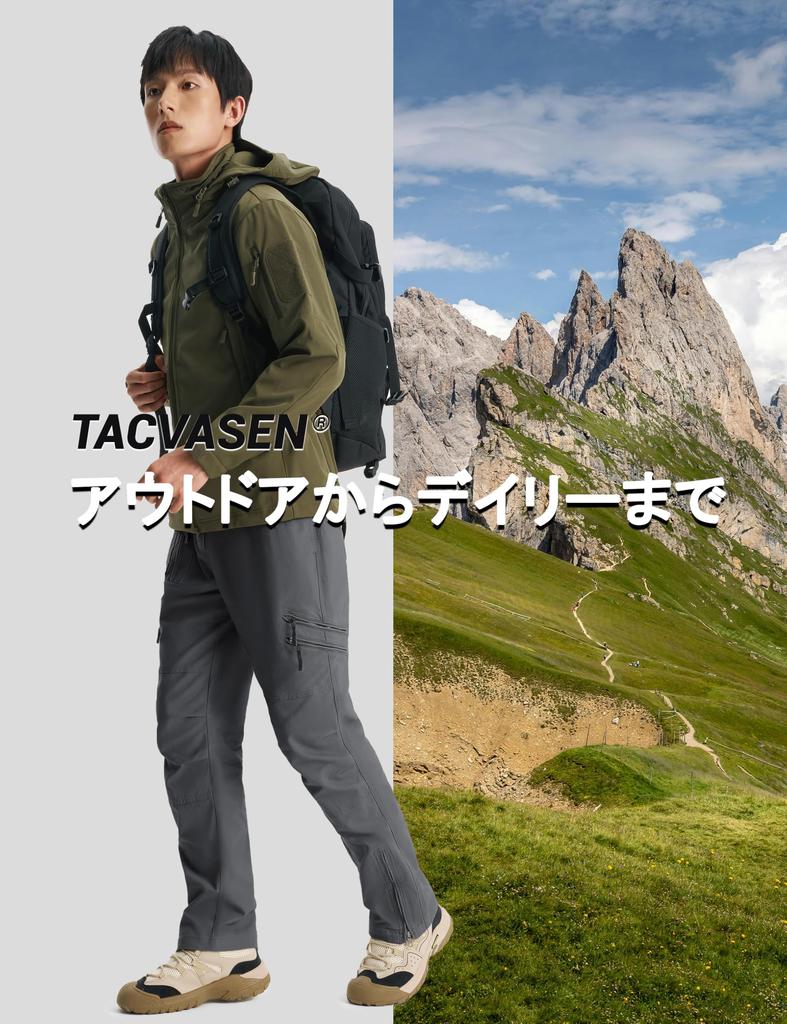 [TACVASEN] Men's Long Pants, Autumn Cargo Trousers, Outdoor Wear, Airsoft, Spring, Straight Fit, Fishing, Casual, Workwear, Hem Zipper, Hiking, Milita