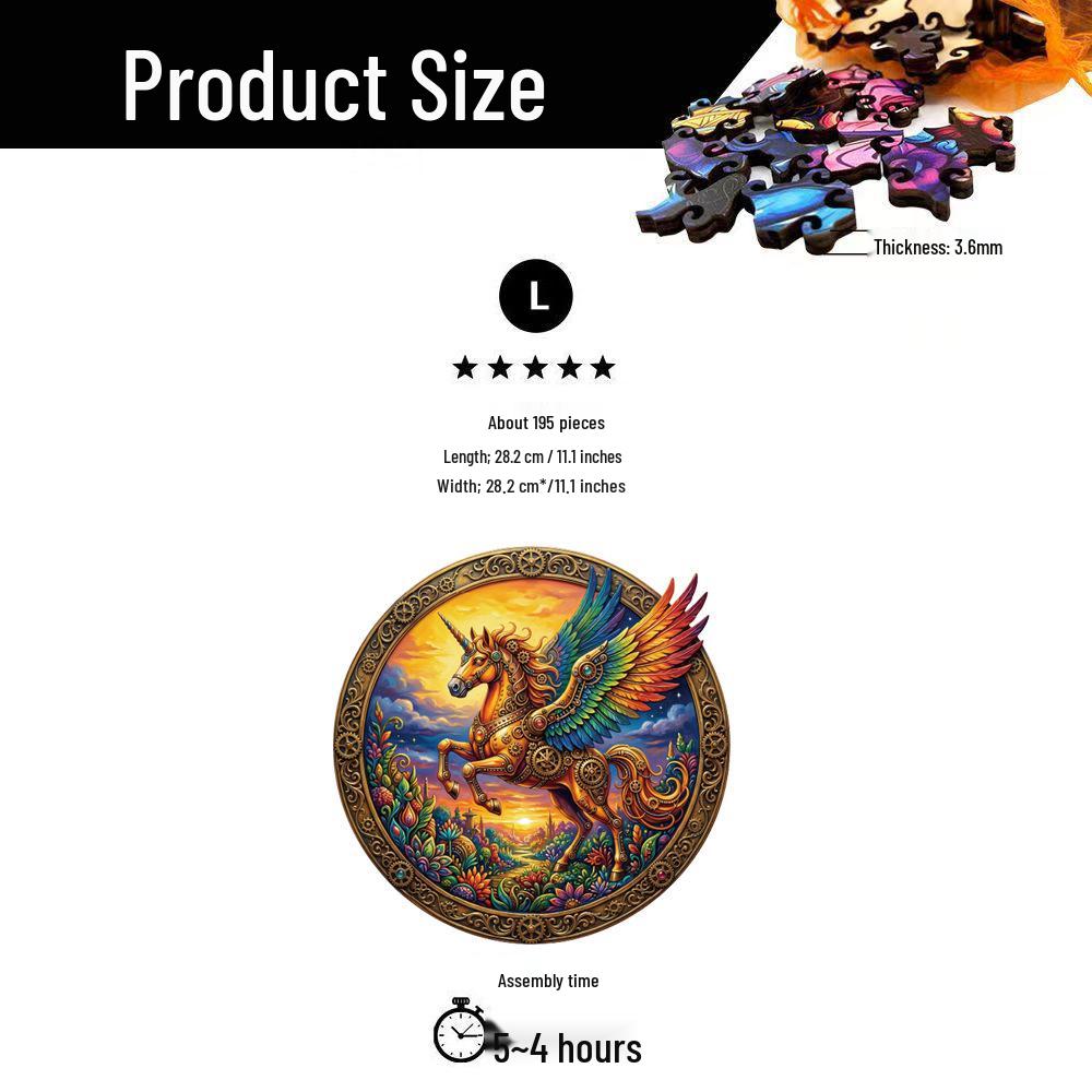 HOOLOOG Wooden Unicorn Puzzle: Educational Irregular Shape Toy & Decorative Painting, Decompression Gift & Piggy Bank