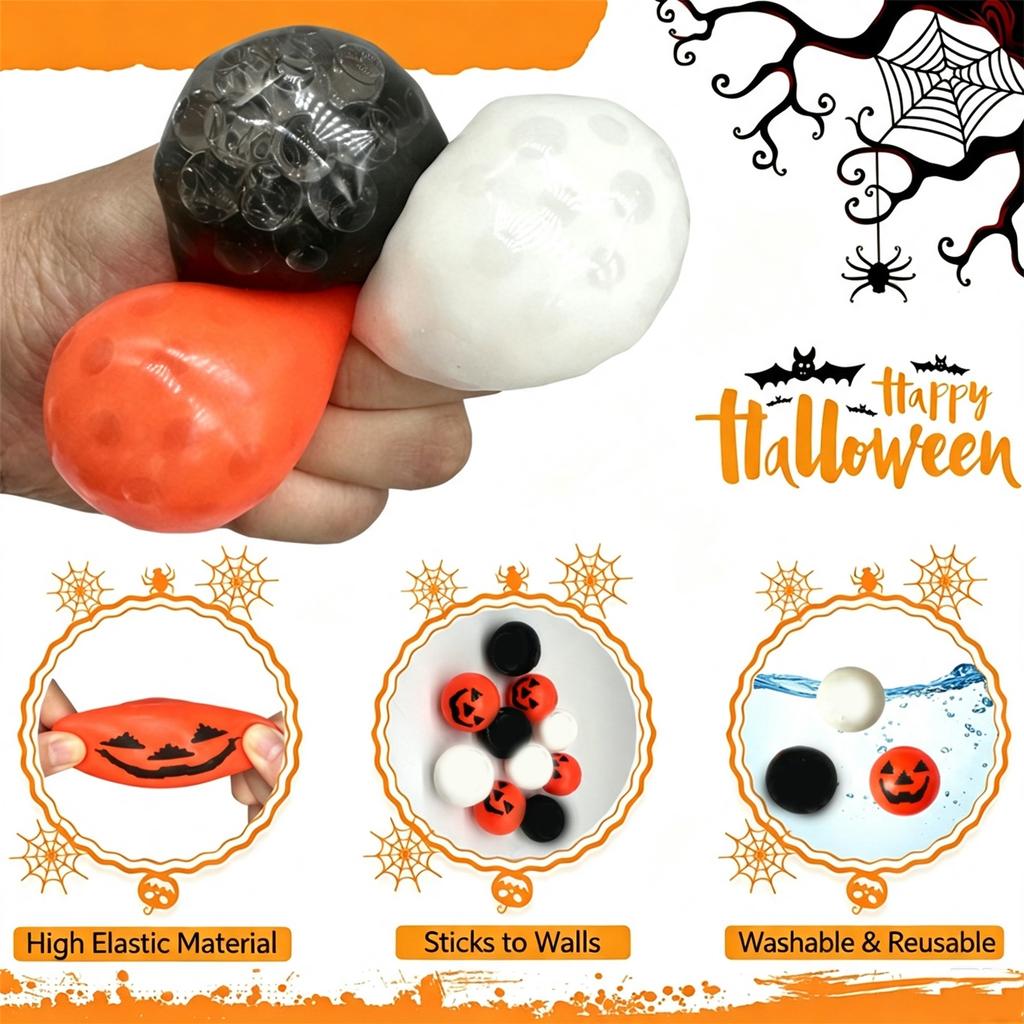 Halloween Pumpkin Toy, Bead Stress Ball for Kids and Adults, Creative Party