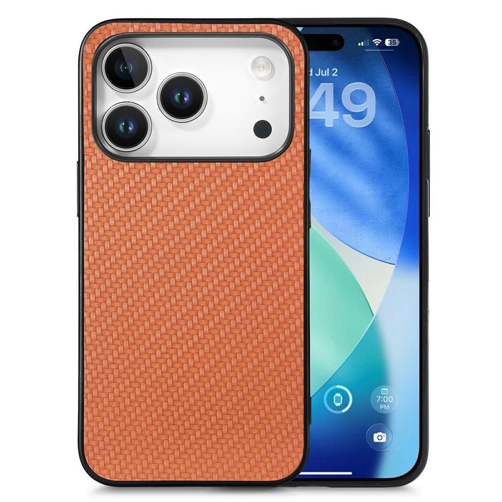 For iPhone 17 Pro Max Case Carbon Fiber Texture PU Leather + PC + TPU Phone Cover