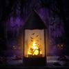 Halloween Led Candle Lantern Pumpkin Ghost Castle Pattern Portable Hanging Wind Lamp Holiday Party Tabletop Decor Props Gift
