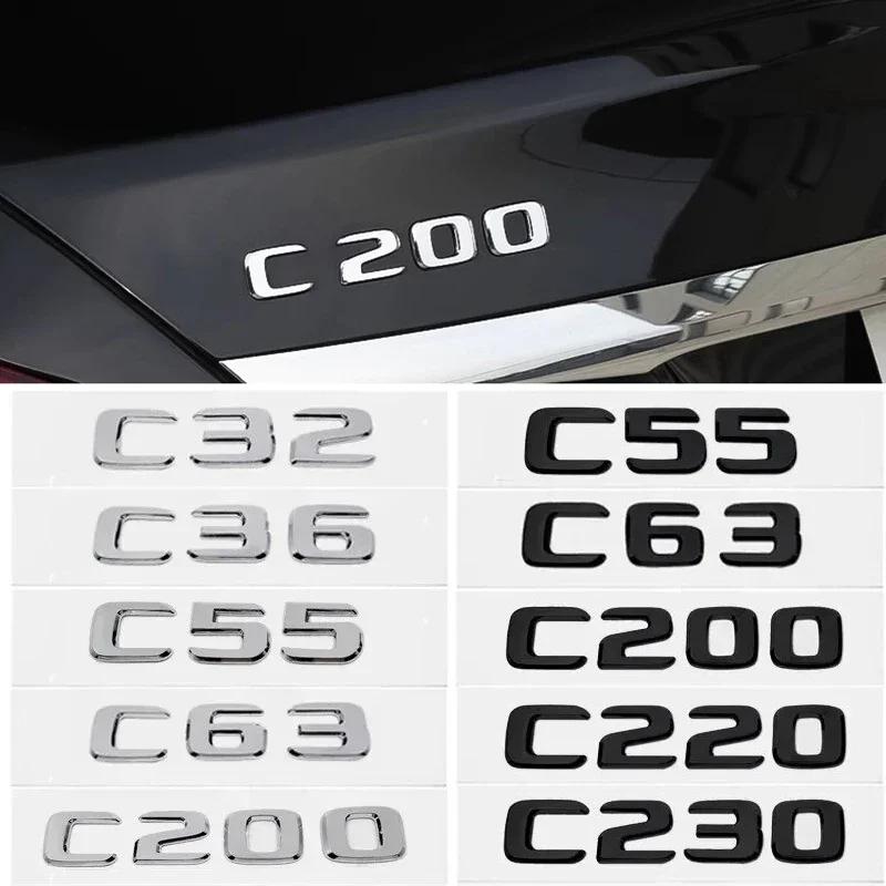 ABS Car Rear Trunk Emblem 3D Letters Tail Box Sticker Badge for Mercedes Benz C32 C36 C55 C63 C200 C220 C230 C Class W204 W205 KS6