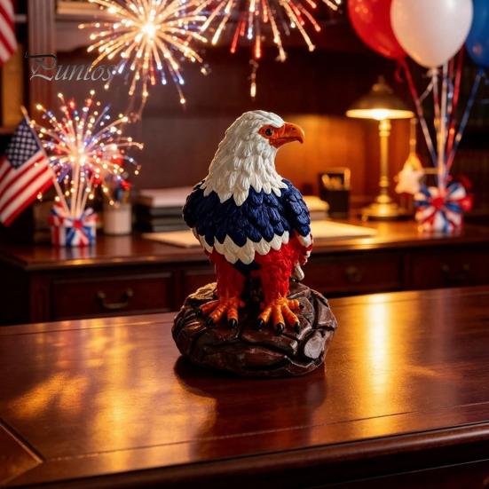 Patriotic Table Lamp USB Powered Red White Blue Eagle Lamp, 250th Anniversary Desktop LED USA Tribute Light, Decorative Independence Day for