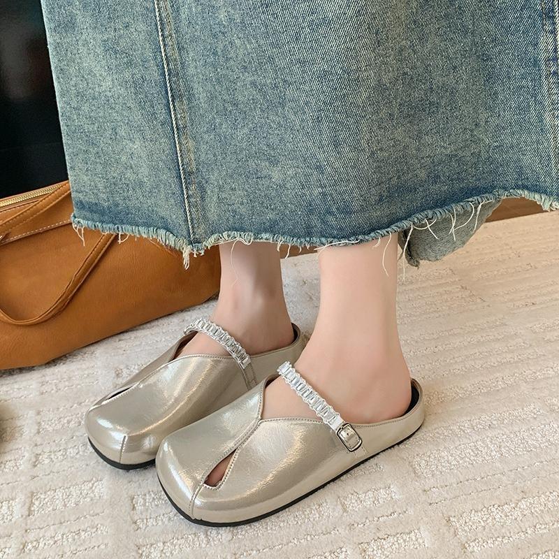 Fashion Heightened Inside Baotou Semi-slippers Women's Summer Wear New Hollow Soft-soled Casual Beach Sandals and Slippers