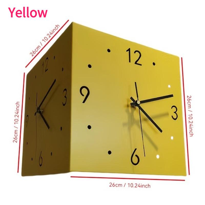 

Modern Nordic Corner Wall Clock Silent Non-Ticking Quartz Movement Square Simple Double Sided Wall Clock Large Digital Display жёлтый