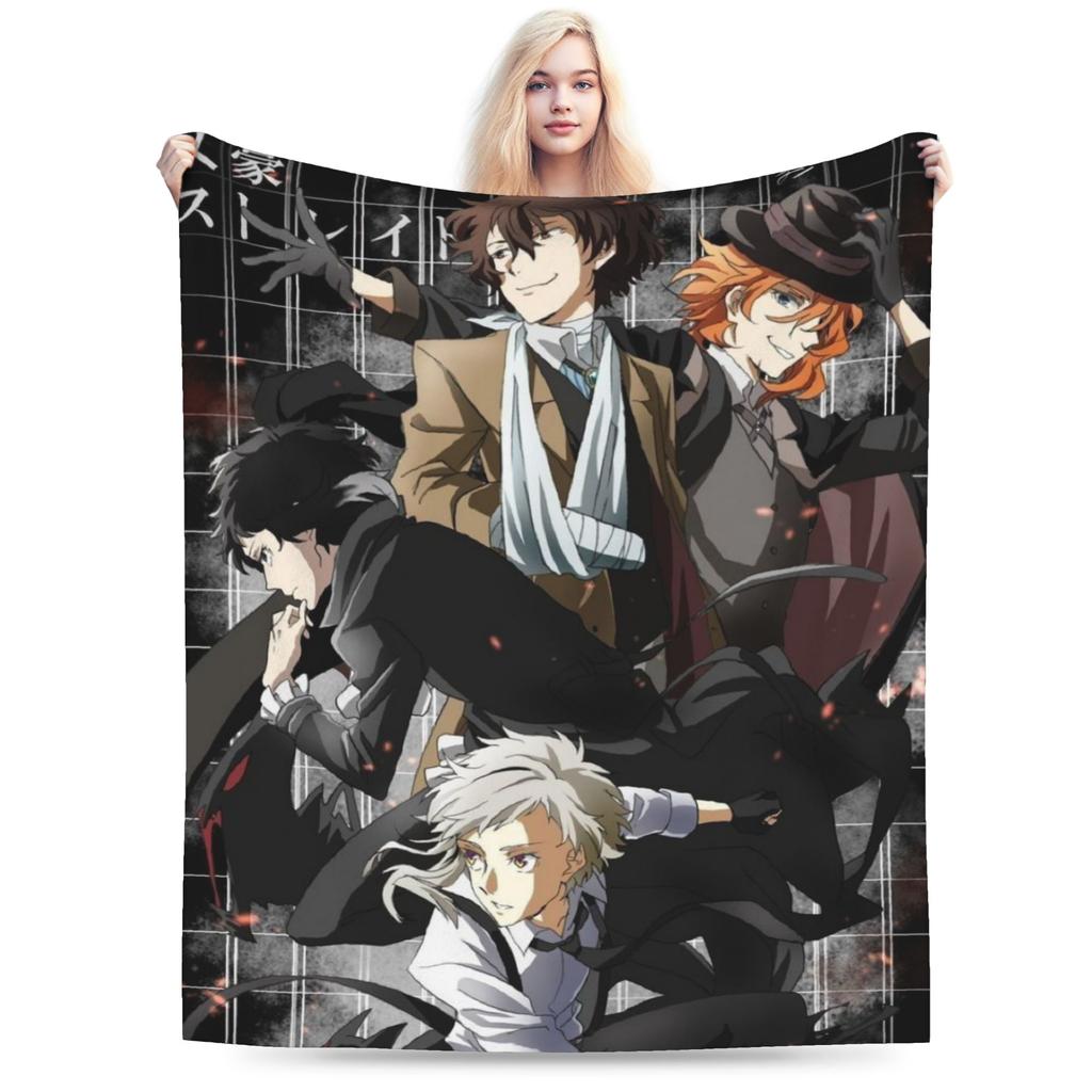 Super Soft Bungos Strays Dogs Manga Atsushi Nakajima Throw Blanket Premium Fleece Flannel Blanket Cozy Plush Blankets All Season