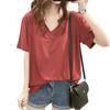 [Sleepsinero] T-shirt Women's Short Sleeve (L, Wine Red)